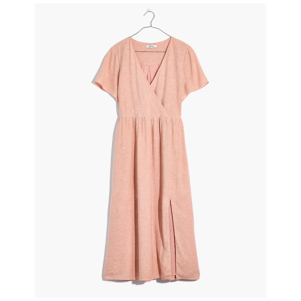 Madewell Petite Linen-Blend Clara Midi Dress